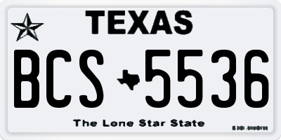 TX license plate BCS5536