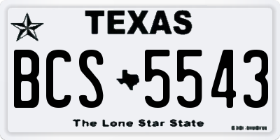TX license plate BCS5543