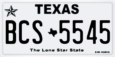 TX license plate BCS5545