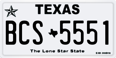 TX license plate BCS5551