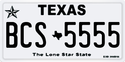 TX license plate BCS5555