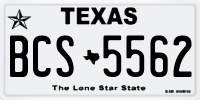 TX license plate BCS5562