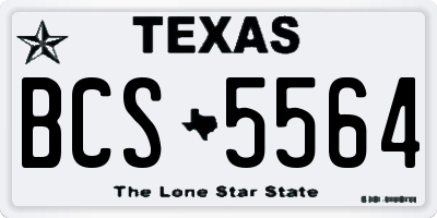 TX license plate BCS5564