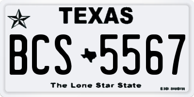 TX license plate BCS5567