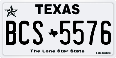 TX license plate BCS5576