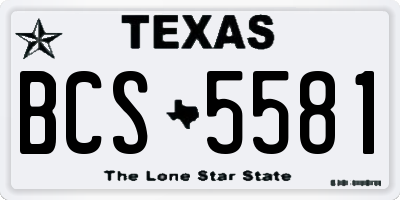 TX license plate BCS5581