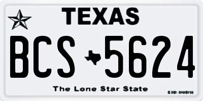 TX license plate BCS5624
