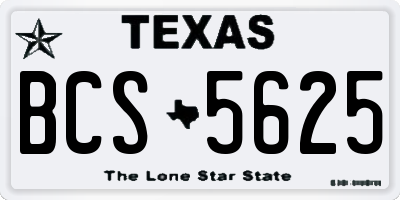 TX license plate BCS5625