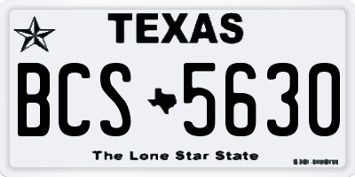 TX license plate BCS5630