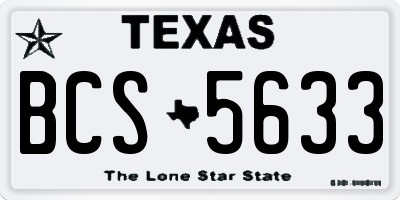 TX license plate BCS5633