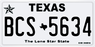 TX license plate BCS5634