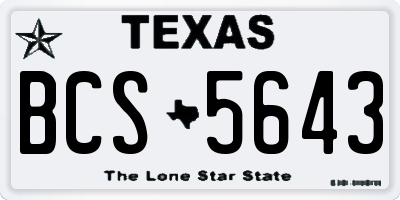 TX license plate BCS5643