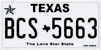 TX license plate BCS5663