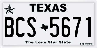 TX license plate BCS5671