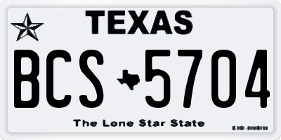 TX license plate BCS5704