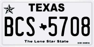 TX license plate BCS5708