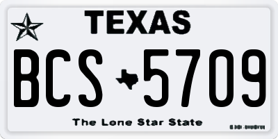 TX license plate BCS5709