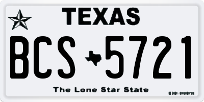 TX license plate BCS5721