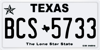 TX license plate BCS5733