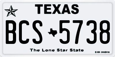 TX license plate BCS5738