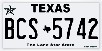 TX license plate BCS5742