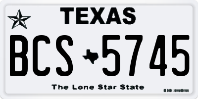 TX license plate BCS5745