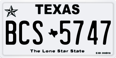 TX license plate BCS5747