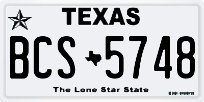 TX license plate BCS5748