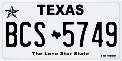 TX license plate BCS5749