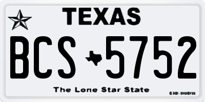 TX license plate BCS5752