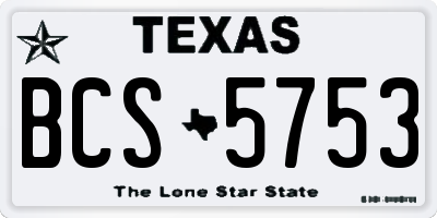 TX license plate BCS5753