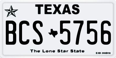 TX license plate BCS5756