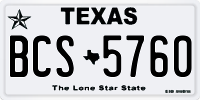 TX license plate BCS5760