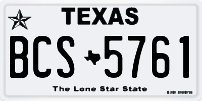TX license plate BCS5761