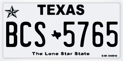 TX license plate BCS5765