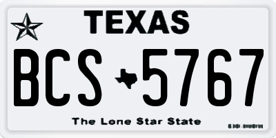 TX license plate BCS5767