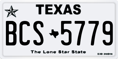 TX license plate BCS5779