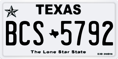 TX license plate BCS5792