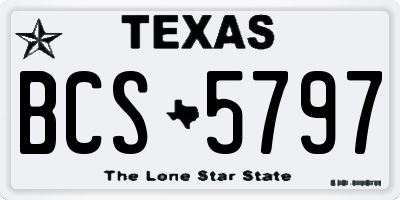 TX license plate BCS5797