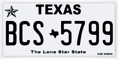 TX license plate BCS5799
