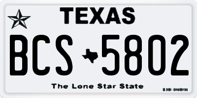 TX license plate BCS5802