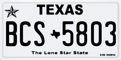 TX license plate BCS5803
