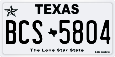 TX license plate BCS5804