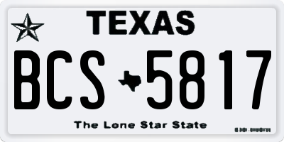 TX license plate BCS5817