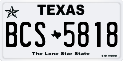 TX license plate BCS5818