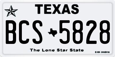 TX license plate BCS5828
