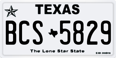 TX license plate BCS5829