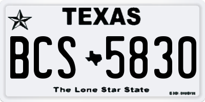 TX license plate BCS5830