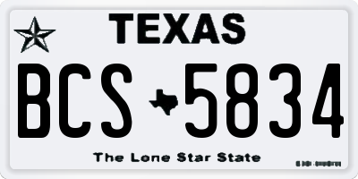 TX license plate BCS5834