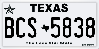 TX license plate BCS5838